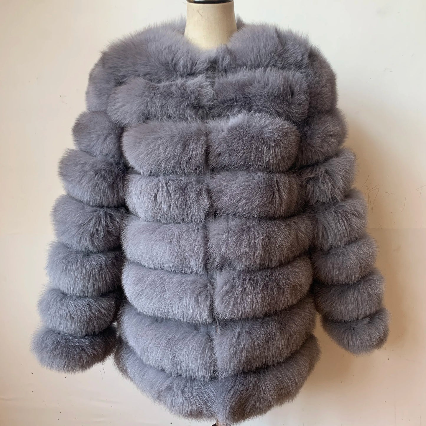 NEW Style Length Sleeves 4in1 Real Fur Coats Women Natural Real Fur Jackets Vest Winter Outerwear Women Fox Fur Coat Quality Fur