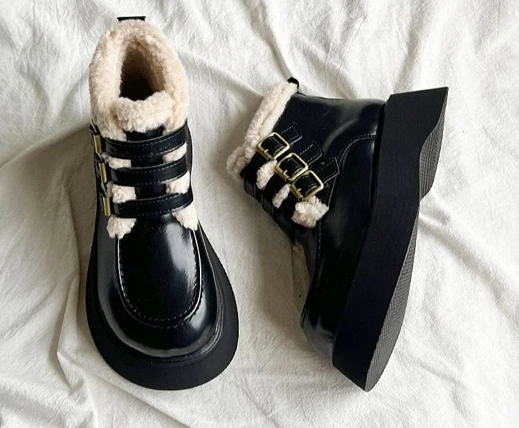 Lace-up Elegant With Medium Heels Padded Women's Snow Boots Laces Ladies Shoes Y2k Protective Plush Comfortable High Quality 39