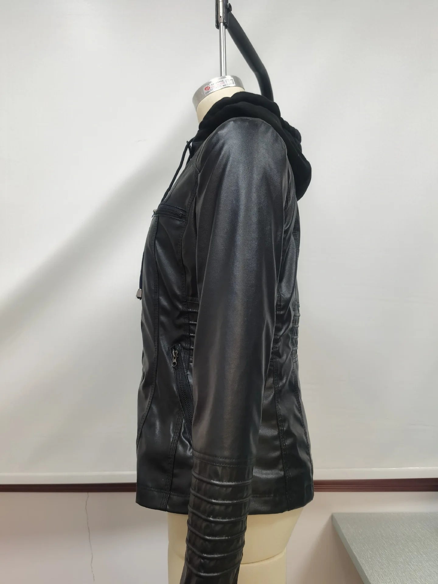 Faux Leather Jacket for Women, Female Winter Coat, Motorcycle Jacket, Faux Suede, PU Zipper Hoodies, Outerwear