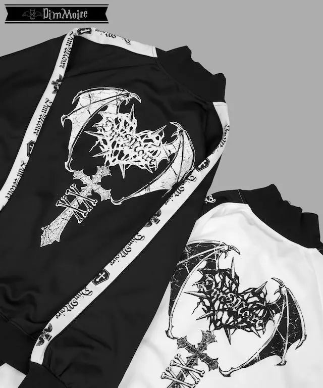[Olmee] In Stock Jirai Kei Ryousangata Gothic Jacket Coat Outerwear Cosplay Costume Oversized Zipper Bat Cross Halloween Xmas