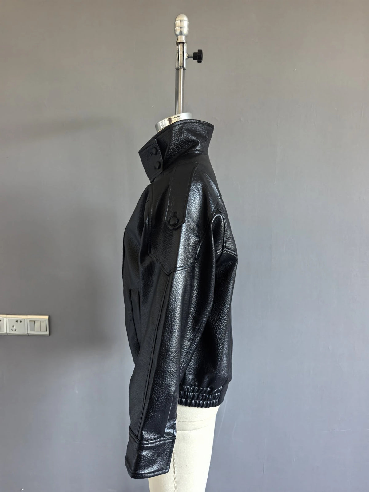 Women's Jacket New Black Long Sleeve Faux Leather Jacket Motorcycle Style Personality Fashion button and Zipper closure traf