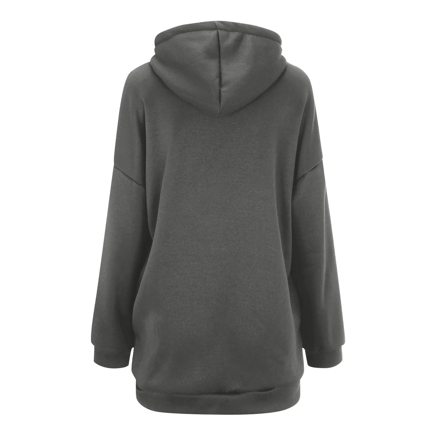 Plus Size Long Hoodies Tunic Fashion Long Sweatshirts Solid Color Fleece Knitted Zip Up Jackets With Pockets For Women