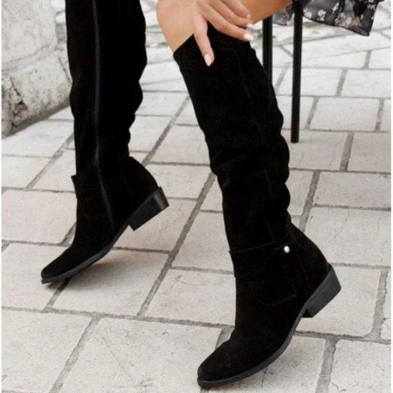 Hot Selling Retro Women Boot Large Size43Suede High Women Boot Winter Boot Women High Heel Allmach Knee Length Boots Botas Mujer