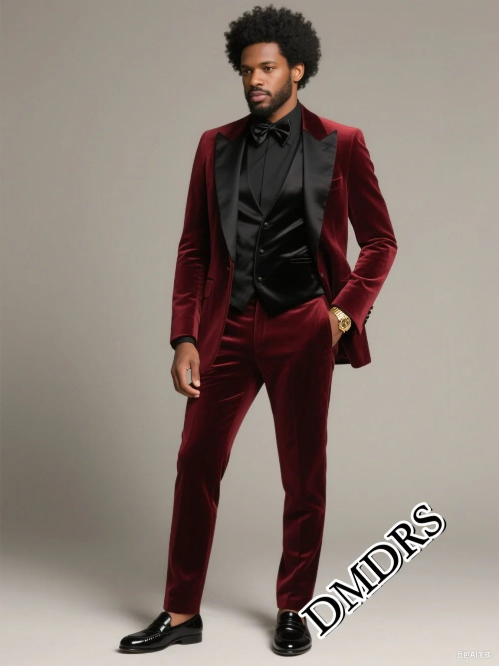 High-Quality Burgundy Velvet Men's Suit Set For Wedding & Stylish Business 3PCS Classic Men's Suit Set (Jacket, Vest, Pants)
