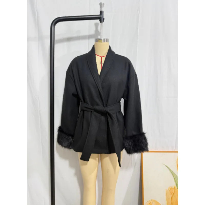 QICHE High‑End Wool‑Blend Women Outerwear Chic Fashion Jacket For European‑Vibe Ladies Autumn‑Winter New Arrival
