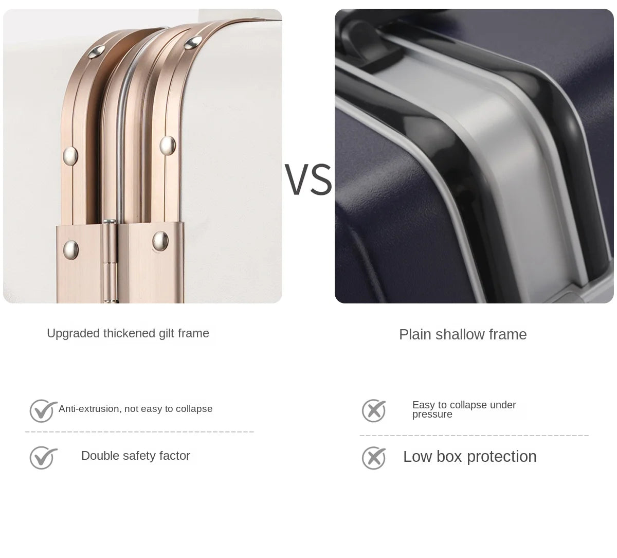 Gilding Aluminum Frame Suitcase Thickened PC Multifunctional 20 inch Boarding box Morandi Color Series 24/ 26 inch Trolley Case
