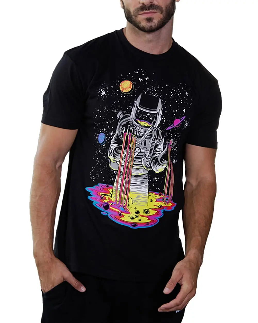 INTO THE AM Graphic Tees for Men S - 4XL Premium Short Sleeve Colorful T-Shirts Trippy Astronaut Designs High Quality 50988