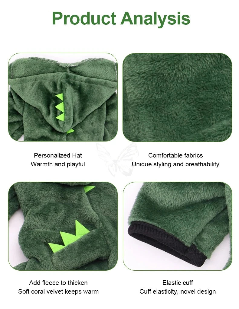 Pet Cat Dog Halloween Dog Clothes for Small Dogs Funny Dinosaur Cosplay Costume Winter Warm Cat Coat Fleece Hoodies Sweater
