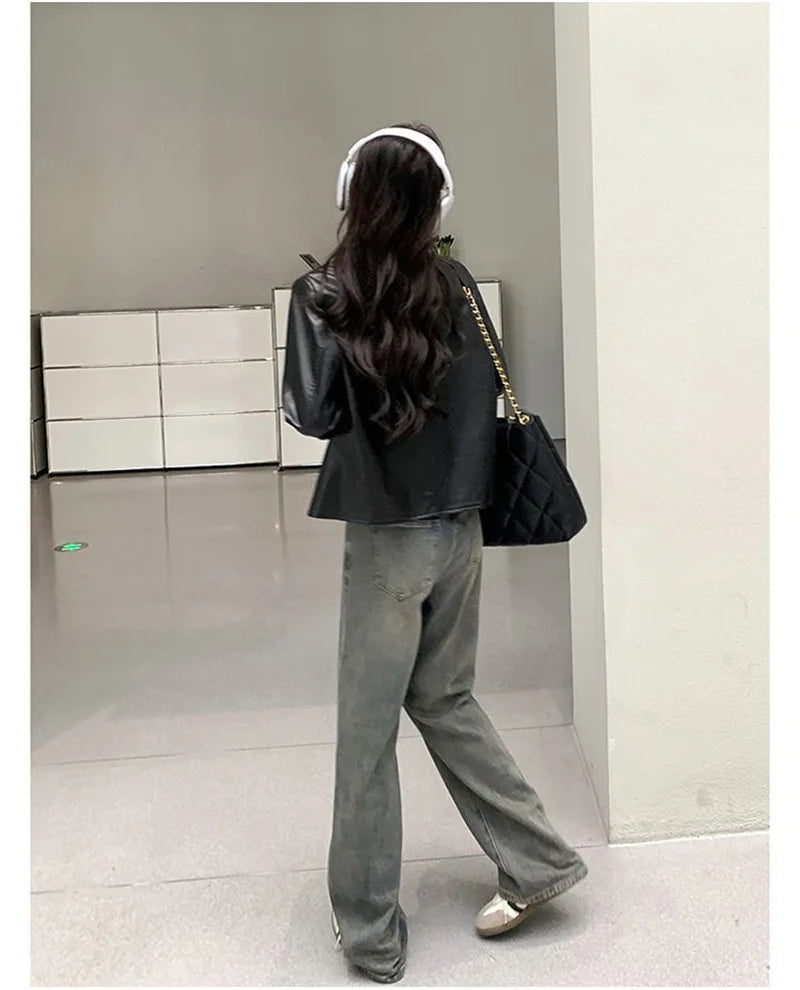 Small Fragrance Leather Jacket Women's Spring Autumn 2026New PU Leather Coat Lady Short High Sense Outerwear Popular Female Tops
