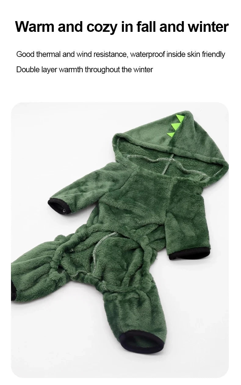 Pet Cat Dog Halloween Dog Clothes for Small Dogs Funny Dinosaur Cosplay Costume Winter Warm Cat Coat Fleece Hoodies Sweater