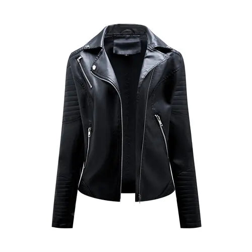 2026 New Fashion Women Faux Leather Jacket, Spring Autumn Zipper Casual Pu Coat, Female Biker Outerwear Ladies Clothes S-XXXL
