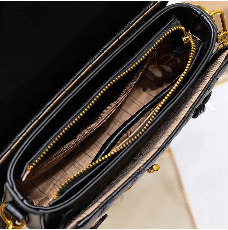 Women's handbag genuine diamond grid handbag women's 2024 new high-end designer crossbody shoulder small square bag