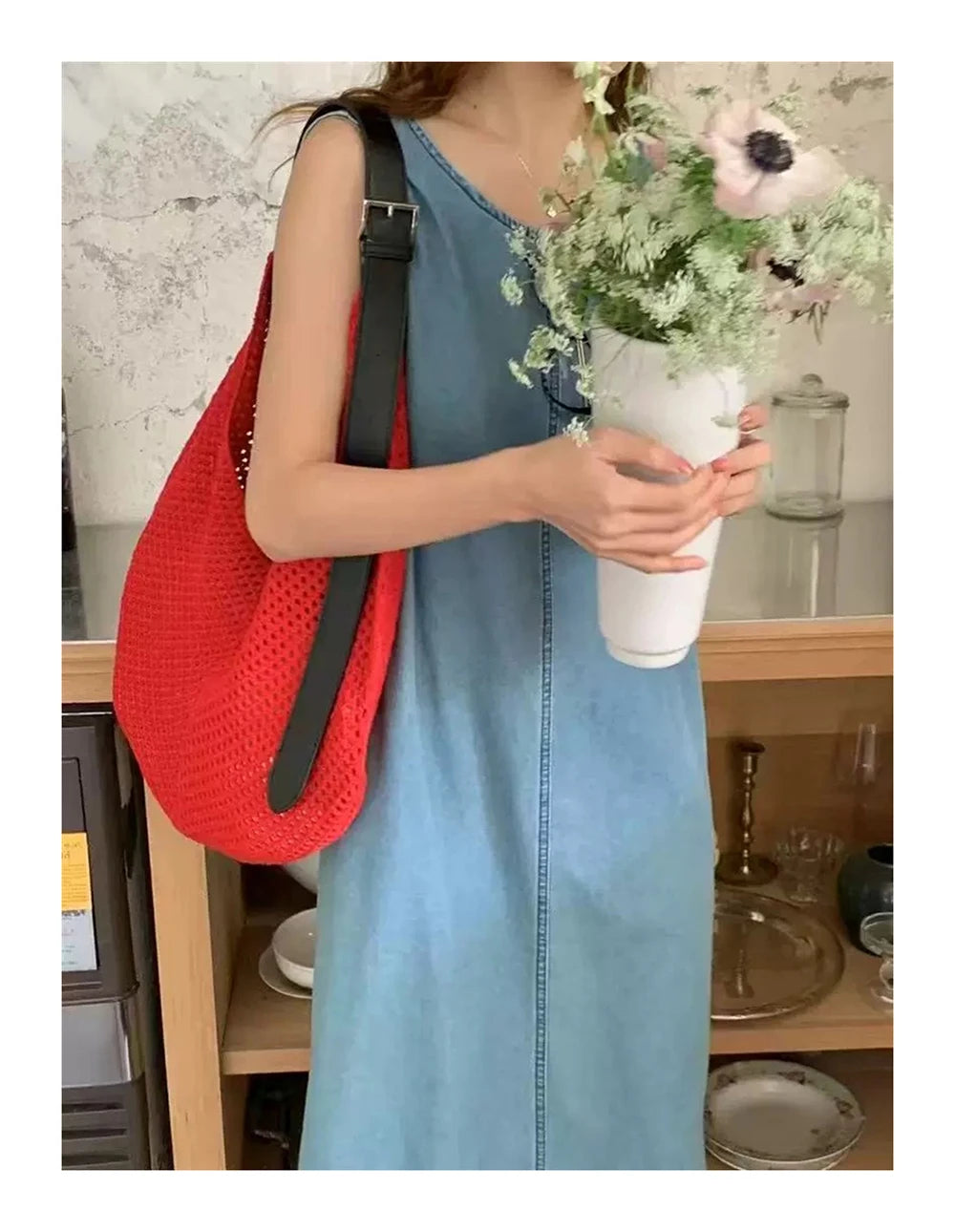 Lattice Large Capacity Woven Bag 2025 Spring Summer New Women's Beach Vacation Single Shoulder Simple Versatile Casual Tote Bags