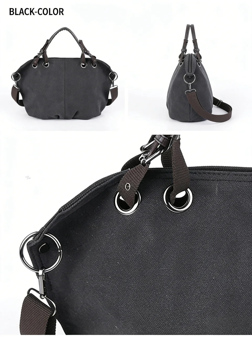 Women's Large Capacity Canvas Messenger Bag Fashion Casual Solid Crossbody Shoulder Tote Handbag Designer Female