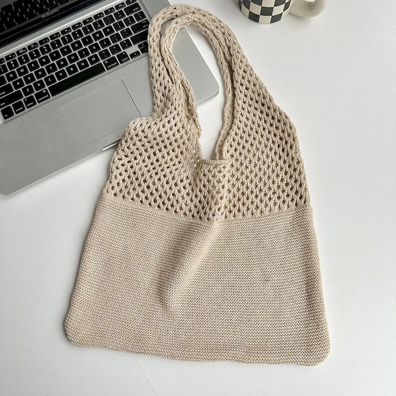 Large Capacity Shoulder Bags Fashion Women Hollow Woven Crochet Bag Knitting Handbags Eco Female Shopping Tote