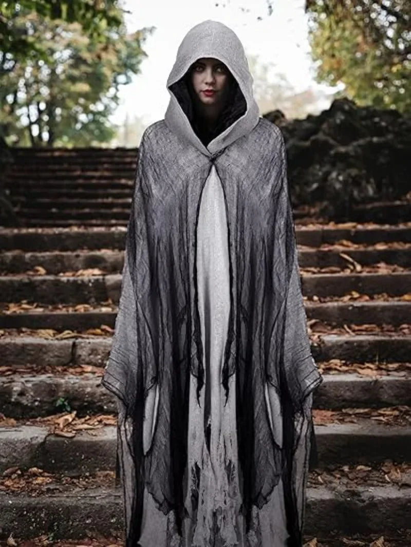 1/2/3PCS Halloween Scary Cloak Cape Costume Skull Zombie Prop for Adults Kid Cosplay Party Haunted House Outdoor Horror Supplies
