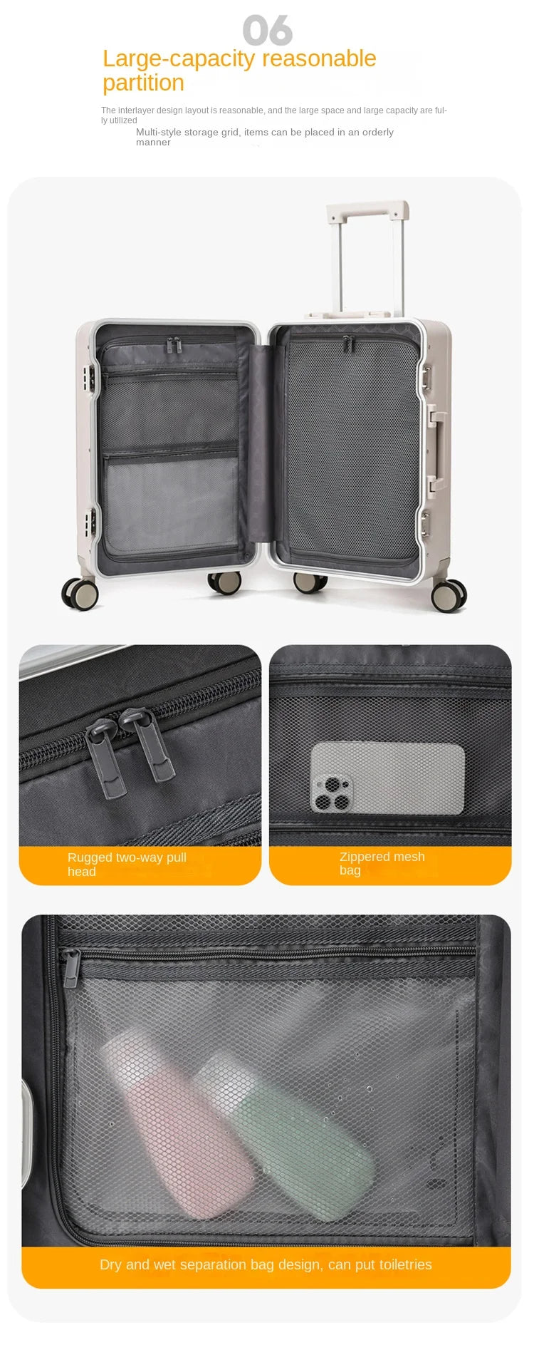 Sturdy Aluminium Frame Suitcase 28 inch Large Size Drop-resistant Trolley Case Business Suitcase 20 inch Boarding Box TSA lock