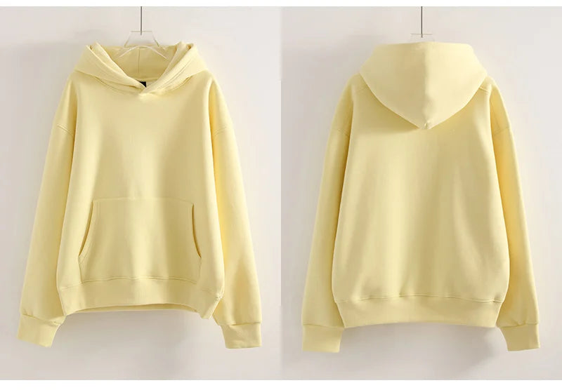 Winter Warm Hoodies Oversized For Women With Fleece Inside Yellow Thick Sweatshirts With Hooded Women Pink Hoodies Velvet Winter