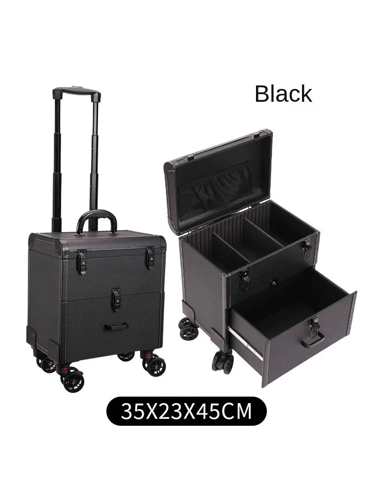 Embroidery Toolbox Beauty Nail Eyelashes Make-up Case Storage Mute Spinner Wheels Cosmetic Trolley Suitcase
