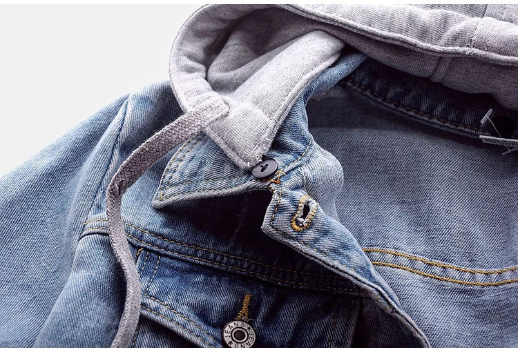 S-5XL Women Denim Jackets Spring Autumn Single-Breasted Detachable Hood Short Jean Jacket All-Match Casual Slim Outerwear