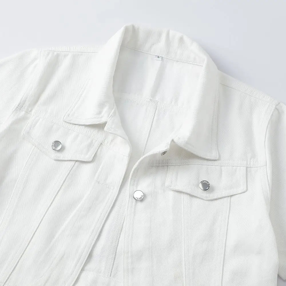 Summer New White Casual Short-sleeved Denim Jacket 2026 Women Short Blouse Shawl Waistcoat Female Jaqueta Jeans Feminina