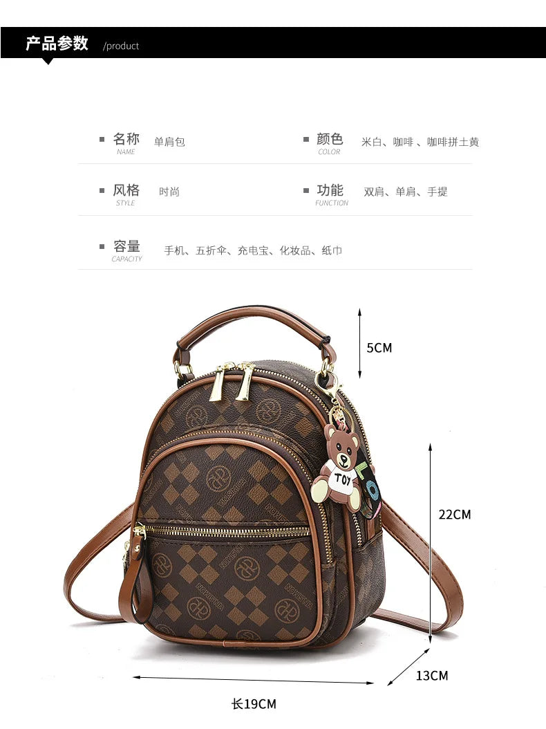 Fashion Trend Women's Backpack High Quality Soft Leather Women School Bag Famous Luxury Designer Female Shoulder Bags Sac A Dos