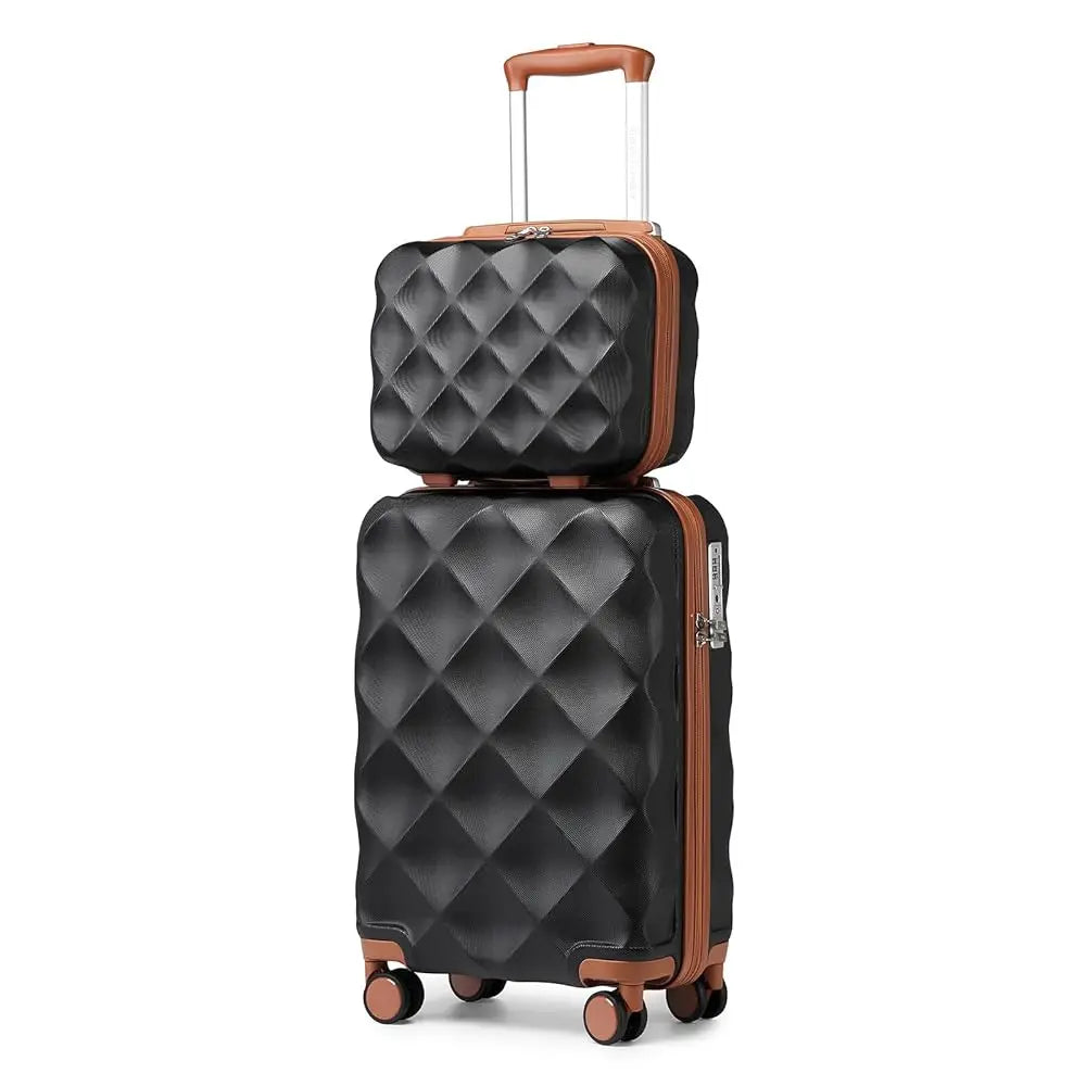 British Traveler 2 Piece Luggage Set | Cabin Case with TSA Lock & Toilet bag | 4 Double Rollers | 31 + 54 cm