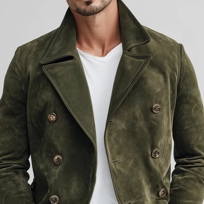 Men Autumn Winter Faux Suede Jacket New Retro Casual Fashion Coat Outdoor Commuting Daily Wear Long Sleeve Outerwear For Male