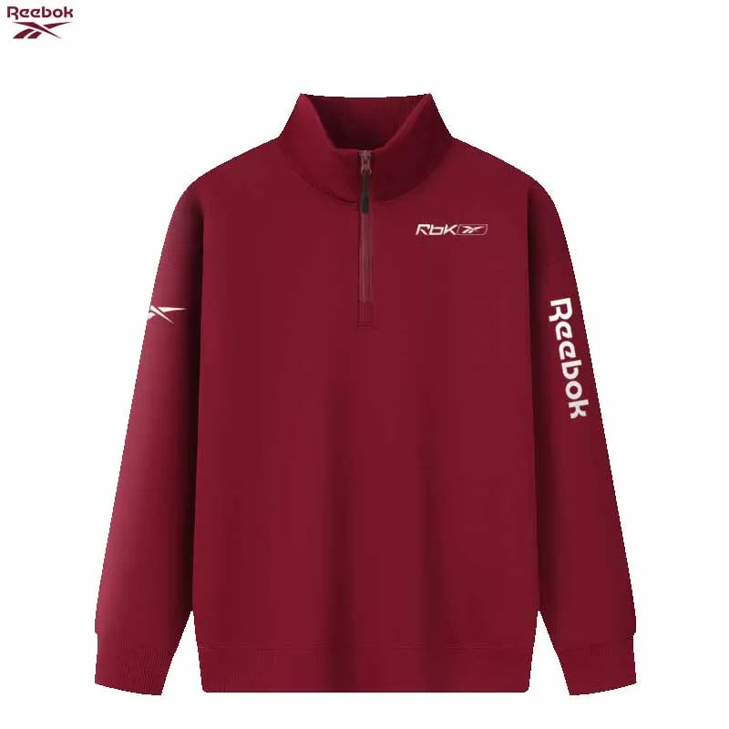 Reebok men's half-zip stand-up collar lightweight pullover for spring and autumn, suitable for outdoor activities such as hiking