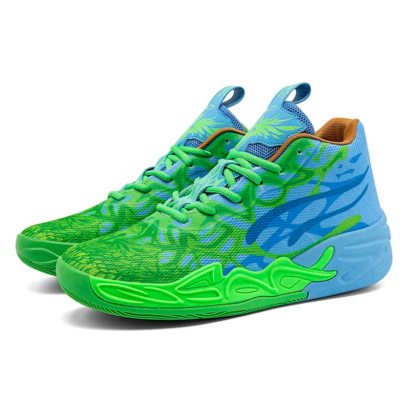 Mens Basketball Shoes Non-Slip Breathable Outdoor Sneakers Fashion Graffiti Sports Training Shoes for Running Walking