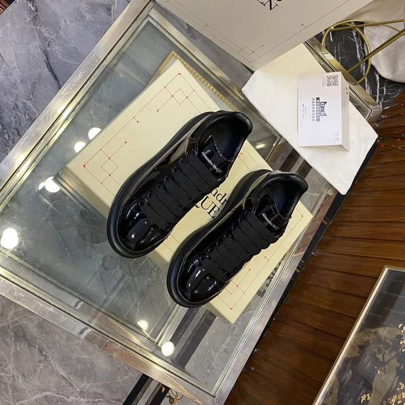 American European Men Casual Shoes Patent Leather Round-toe Platform Loafer Shoes Hip-hop Sports Shoes Outdoor Street Sneakers
