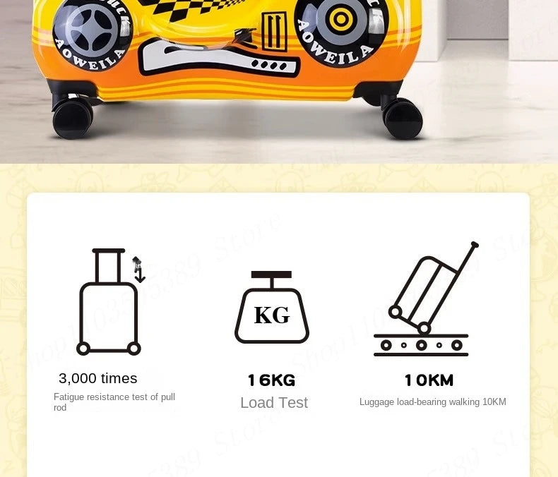 Cute Pony Cartoon Suitcase for Children Can Sit and Ride Carry on Kids Luggage Baby Trolley Case Boarding Cabin 20 Inch