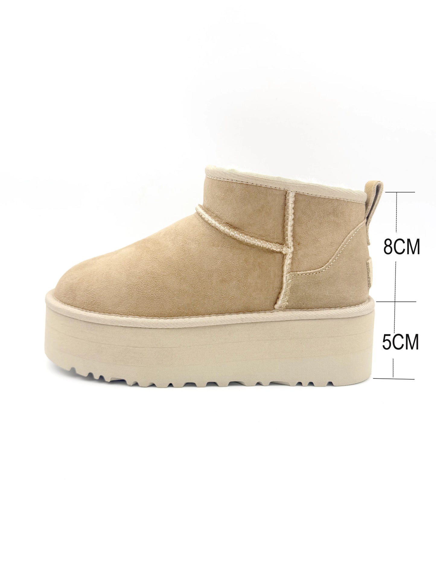 Women Winter Snow Boots Genuine Sheepskin Lined Boots Cow Suede Leather Ankle Boots Warm Fur Boots EVA Platform Casual Shoes
