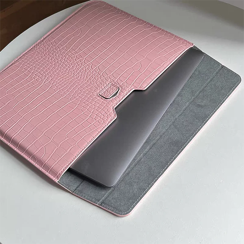 Engrave Name Crocodile Pattern Laptop Sleeve Bag Leather Luxury Waterproof Laptop Bag Fashion Notebook Computer Storage Bags