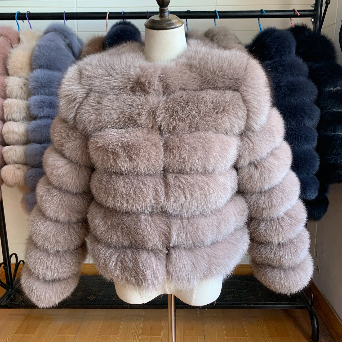 NEW Style Length Sleeves 4in1 Real Fur Coats Women Natural Real Fur Jackets Vest Winter Outerwear Women Fox Fur Coat Quality Fur