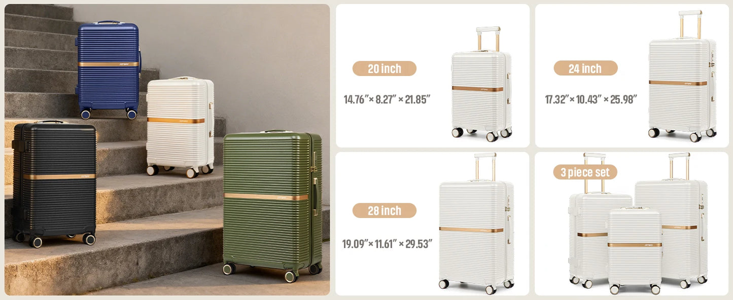 Joyway 3-Piece Luggage Set, Lightweight Suitcase with Cup Holder, TSA Lock and Spinner Wheels