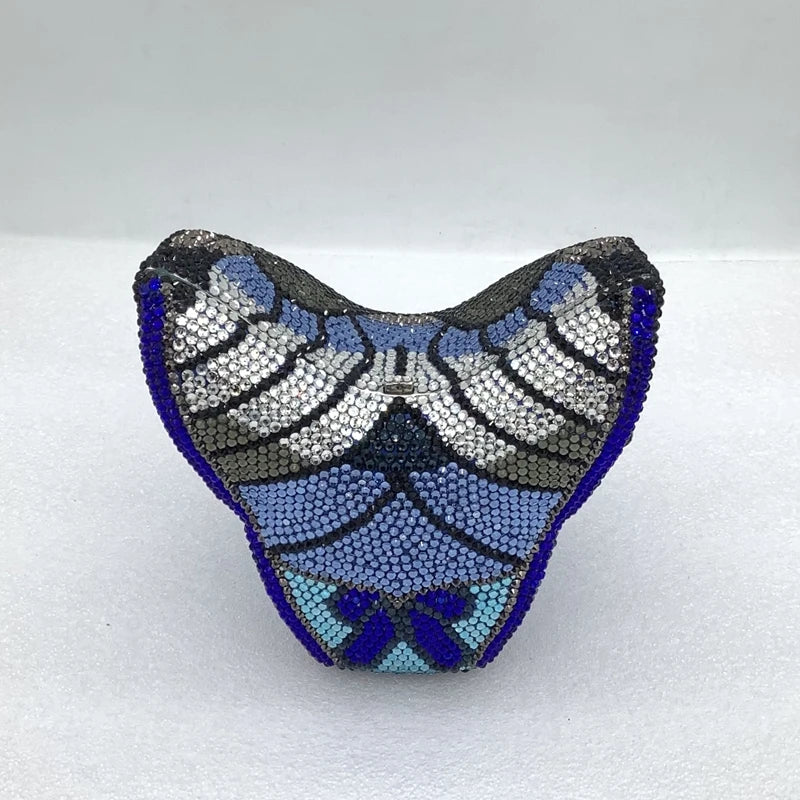 XIYUAN Butterfly Shaped Crystal Evening Bags Women Sparkling Rhinestone Clutch Purse Wedding Party Bridal Handbag Black Diamonds