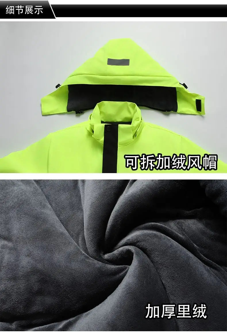 New Winter Work Jacket, Waterproof Windproof Reflective Thermal Coat with Fleece Lining, Stain Resistant Outdoor