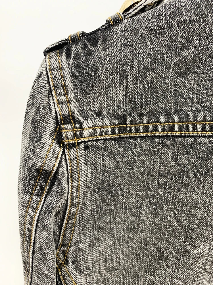 HIGH STREET Newest 2026 F/W Designer Fashion Women's Lion Buttons Stone Wash Denim Jacket