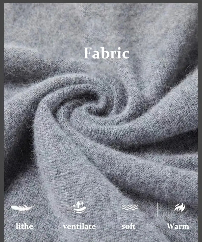 Men's 100% pure Cashmere Sweater High Lapels Pullovers Knitted Wool Winter New Tops Long Sleeve High-End Jumpers