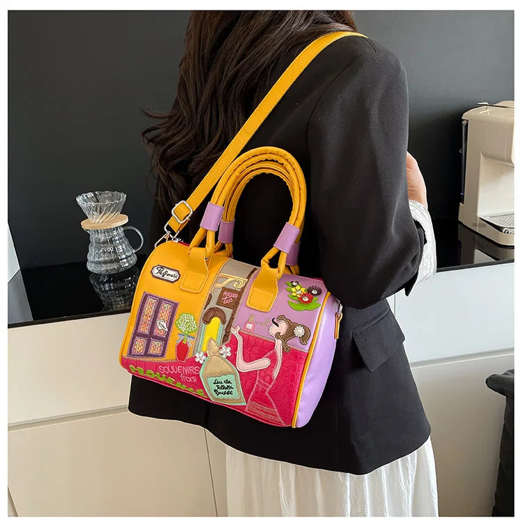 Design Patchwork Zipper 2026 Hot Sale Women's Bags Retro High Quality Women's Bags PU New Personality Stylish Shoulder Bags