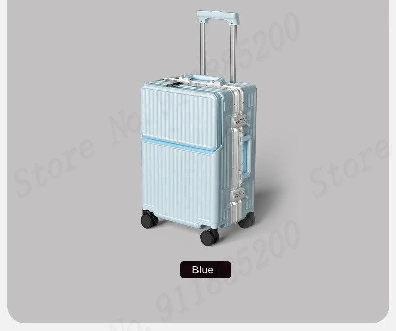 Front-opening Luggage with 24-inch Multi-functional Cup Holder Portable 20-inch Carry-on Suitcase 26-inch Large Capacity
