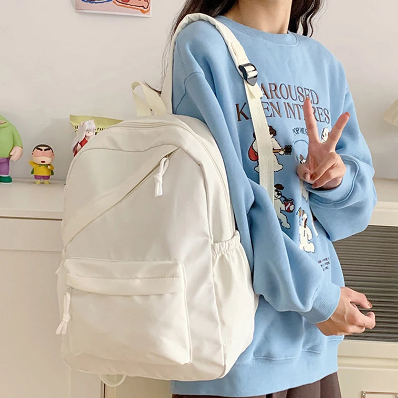 School Large Capcity Nylon Solid Color Backpack Handbag Pencil Case Casual Fashion Shoulder Bag For Women