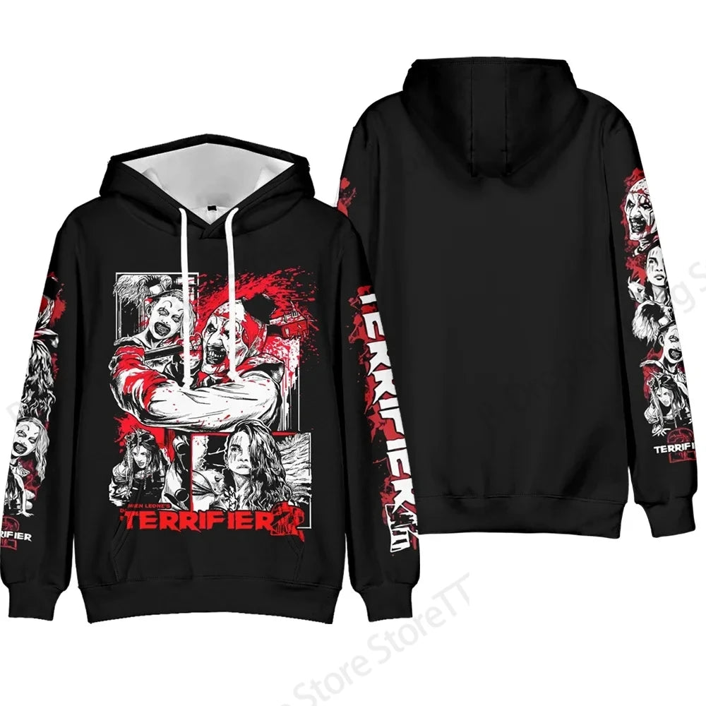Horror Movie Terrifier Killer 3d Print Hoodie Men Women Fashion Long Sleeve Hoodies Halloween Coat Men Sweatshirt Winter Clothes