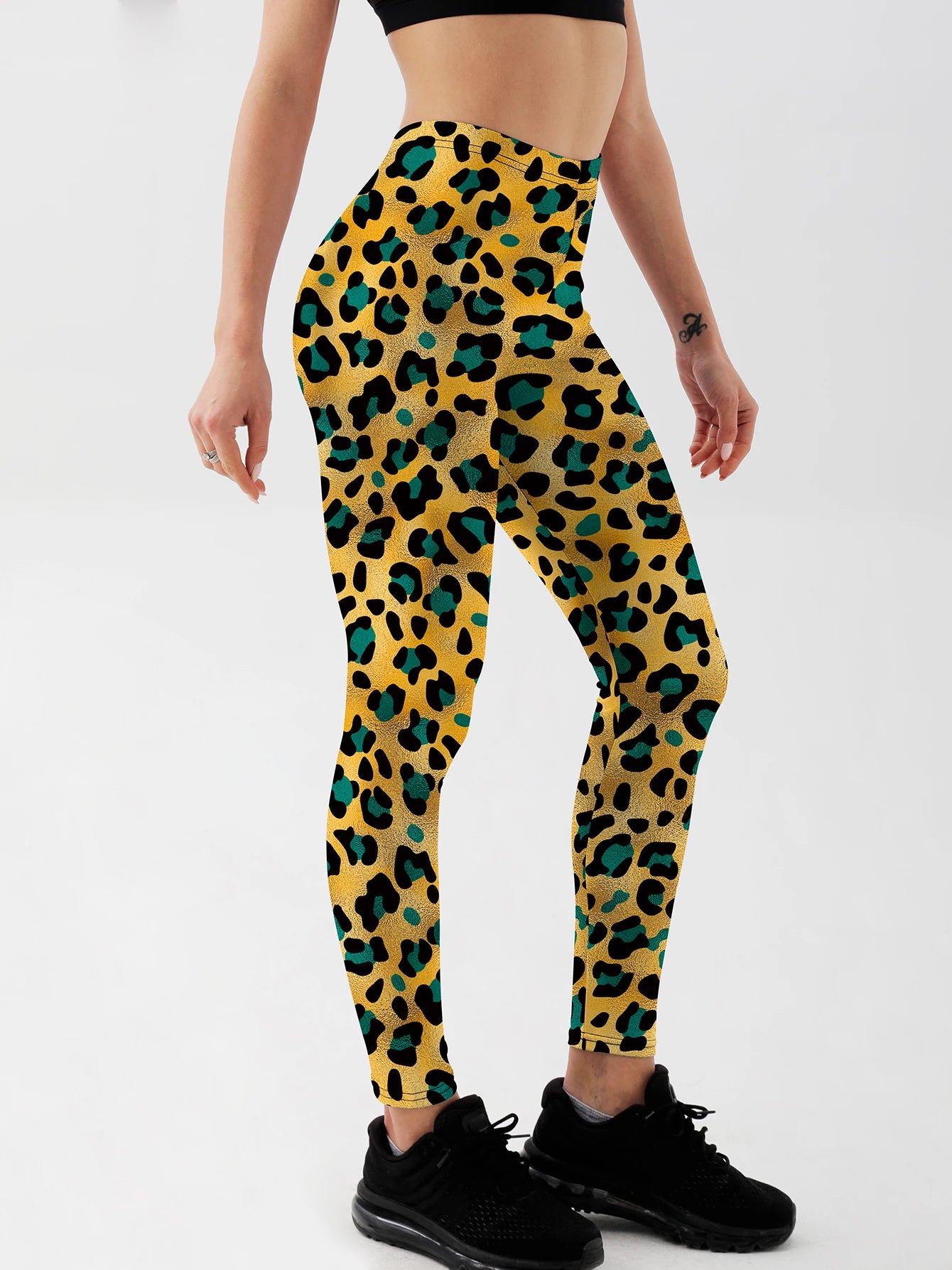 Women Leopard Printed Leggings For Fitness High Waist Gym Legging Push Up Workout Women Rendering circles Printed Leggings
