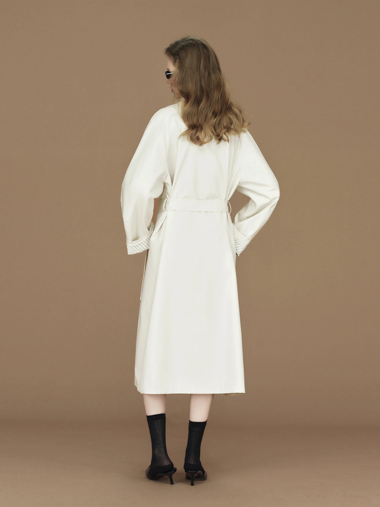 FSLE 2026 Womens British Trench Coat Contrast Cuff Stand Collar Heritage Workwear Style Pink Black Khaki Short Long Trench Coat