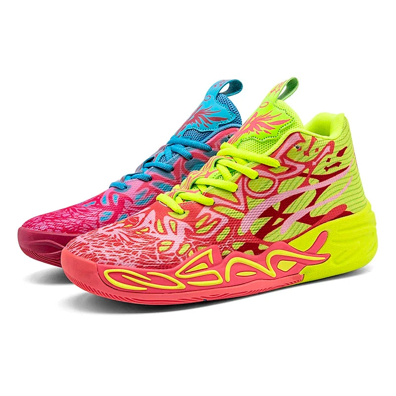 Mens Basketball Shoes Non-Slip Breathable Outdoor Sneakers Fashion Graffiti Sports Training Shoes for Running Walking