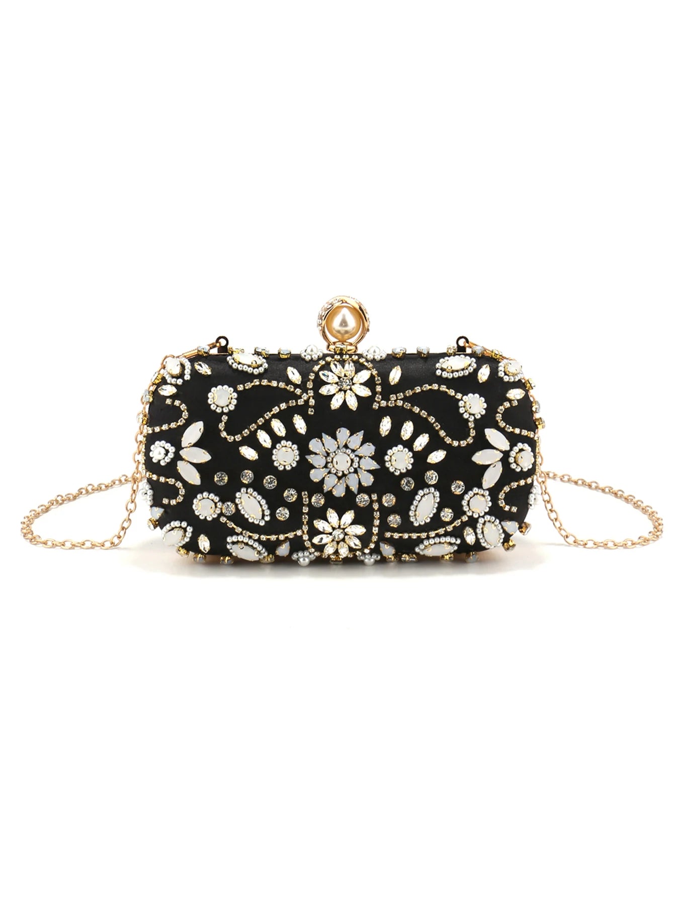 Diamonds Women Party Day Clutch Pearl Beading Wedding Evening Bags With Shoulder Chain Handbags Holder