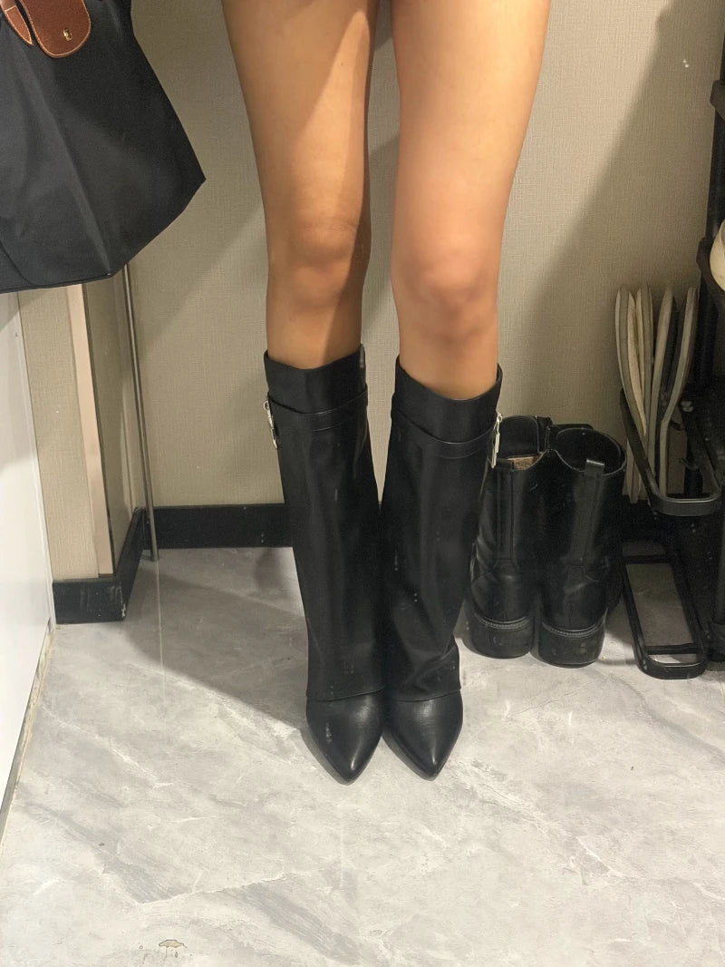 Brand Designer High Top Boots 2026 New Outdoor Office Comfortable Slip-on Women's Knee-high Boots Casual Gothic Motorcycle Boot