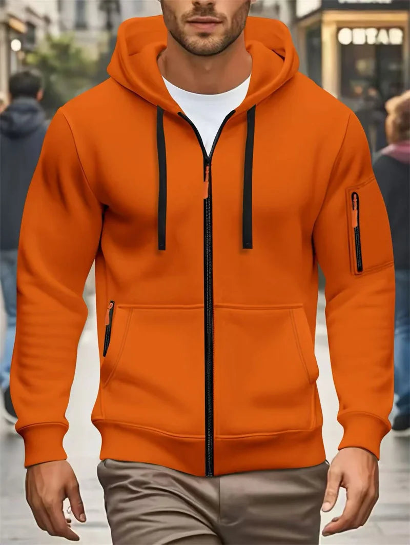 Men's Autumn Winter Hoodies Long Sleeve Sweatshirt Zipper Design Hooded Sweatshirt Men Sportswear Slim Fit Casual coat men tops